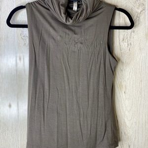 olive green tight sleeveless turtleneck